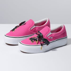 Vans Bayan Spor Ayakkabı Oversized Lace Slip-On Platform Pembe/Beyaz | 74800-112